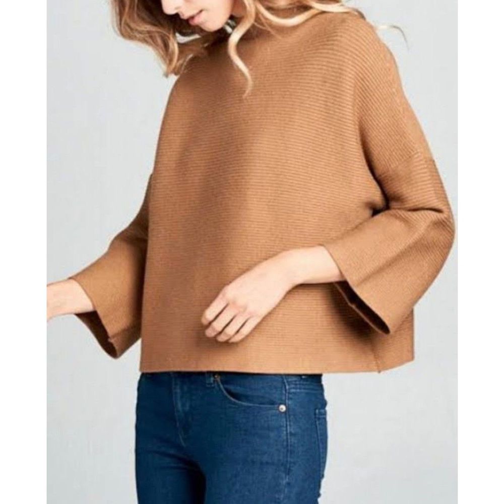 Modern Citizen Camel Boxy Ribbed Sweater